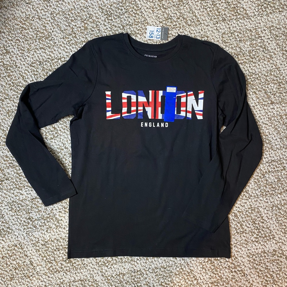 PRIMARK London England long sleeve T 100% cotton SZ 12-13 yrs Youth NWT